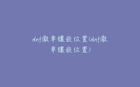 dnf徽章镶嵌位置(dnf徽章镶嵌位置)