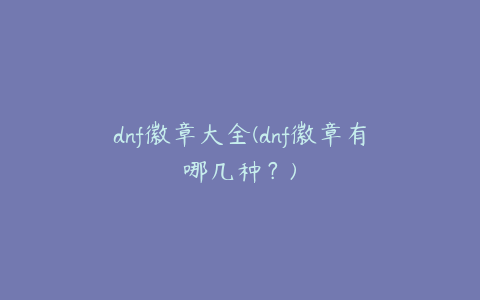 dnf徽章大全(dnf徽章有哪几种？)