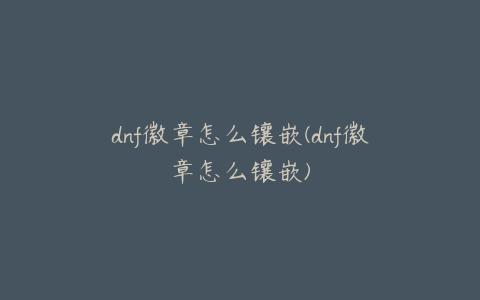 dnf徽章怎么镶嵌(dnf徽章怎么镶嵌)