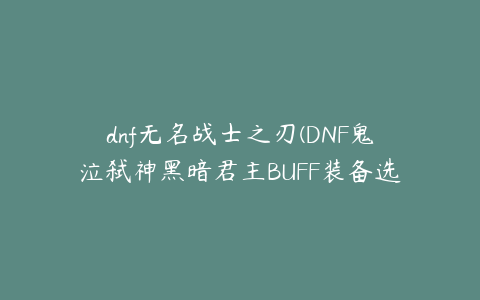 dnf无名战士之刃(DNF鬼泣弑神黑暗君主BUFF装备选择)