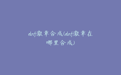 dnf徽章合成(dnf徽章在哪里合成)