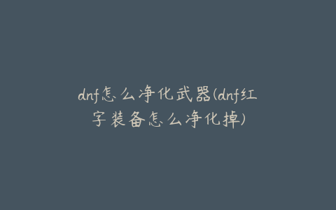 dnf怎么净化武器(dnf红字装备怎么净化掉)