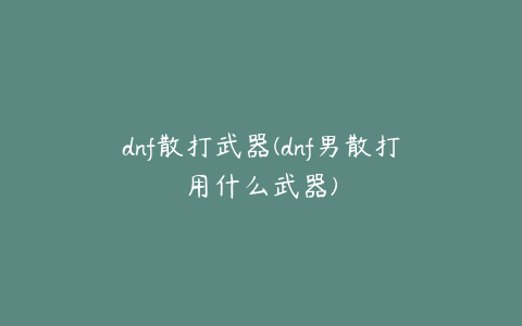 dnf散打武器(dnf男散打用什么武器)