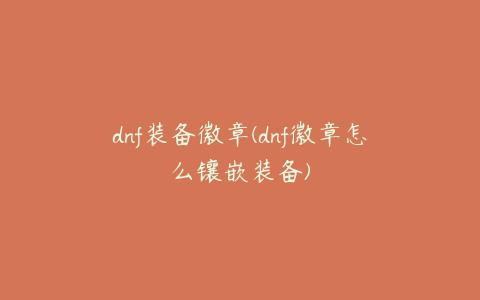 dnf装备徽章(dnf徽章怎么镶嵌装备)