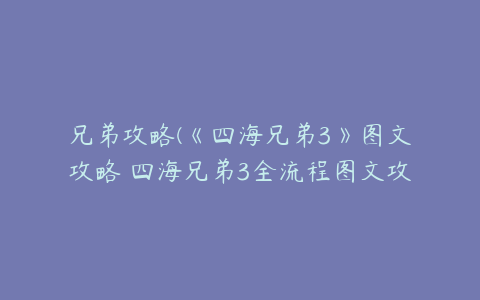 兄弟攻略(《四海兄弟3》图文攻略 四海兄弟3全流程图文攻略)