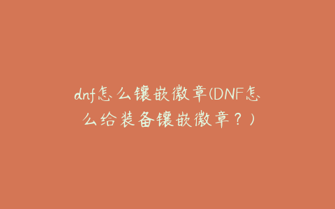 dnf怎么镶嵌徽章(DNF怎么给装备镶嵌徽章？)