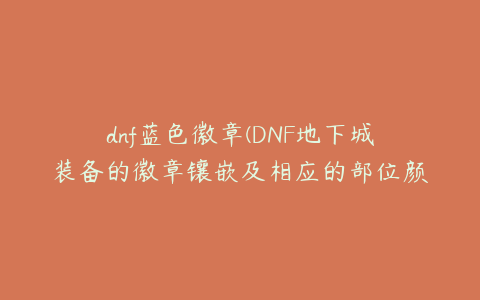 dnf蓝色徽章(DNF地下城装备的徽章镶嵌及相应的部位颜色)