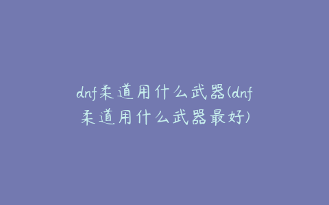 dnf柔道用什么武器(dnf柔道用什么武器最好)