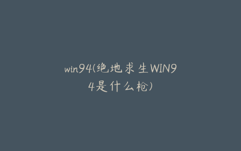 win94(绝地求生WIN94是什么枪)