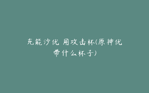 充能沙优菈用攻击杯(原神优菈带什么杯子)