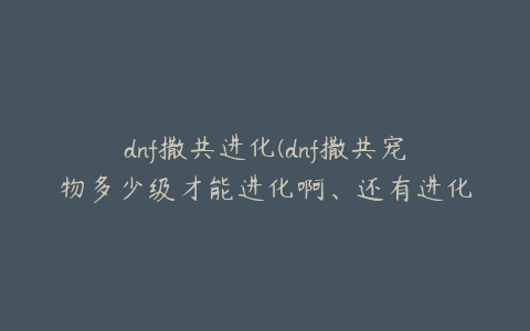 dnf撒共进化(dnf撒共宠物多少级才能进化啊、还有进化任务是什么啊)