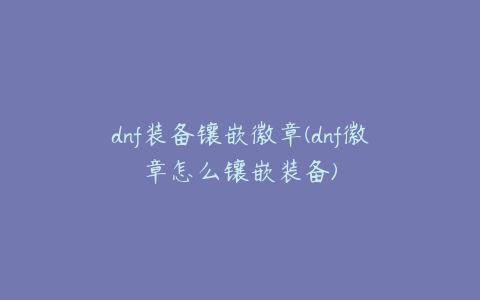 dnf装备镶嵌徽章(dnf徽章怎么镶嵌装备)